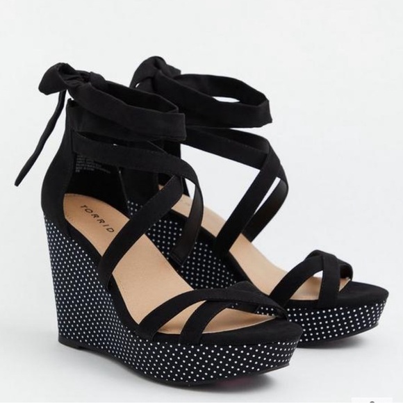 TORRID Women's Shoes High Heels Sandals Strappy Wrap Platform Wedge 8W NEW - Picture 1 of 5